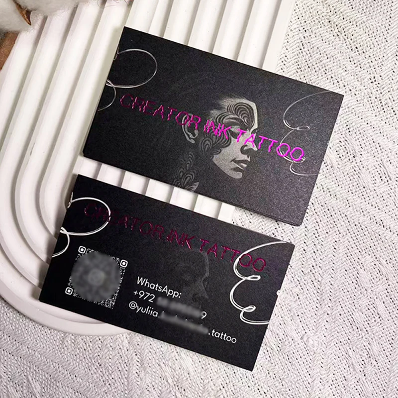 Wholesale 200Pcs Custom Luxury Magenta Red Wine Red Business Cards 600gsm Paper Red Edge Gold Foil for Business Networking