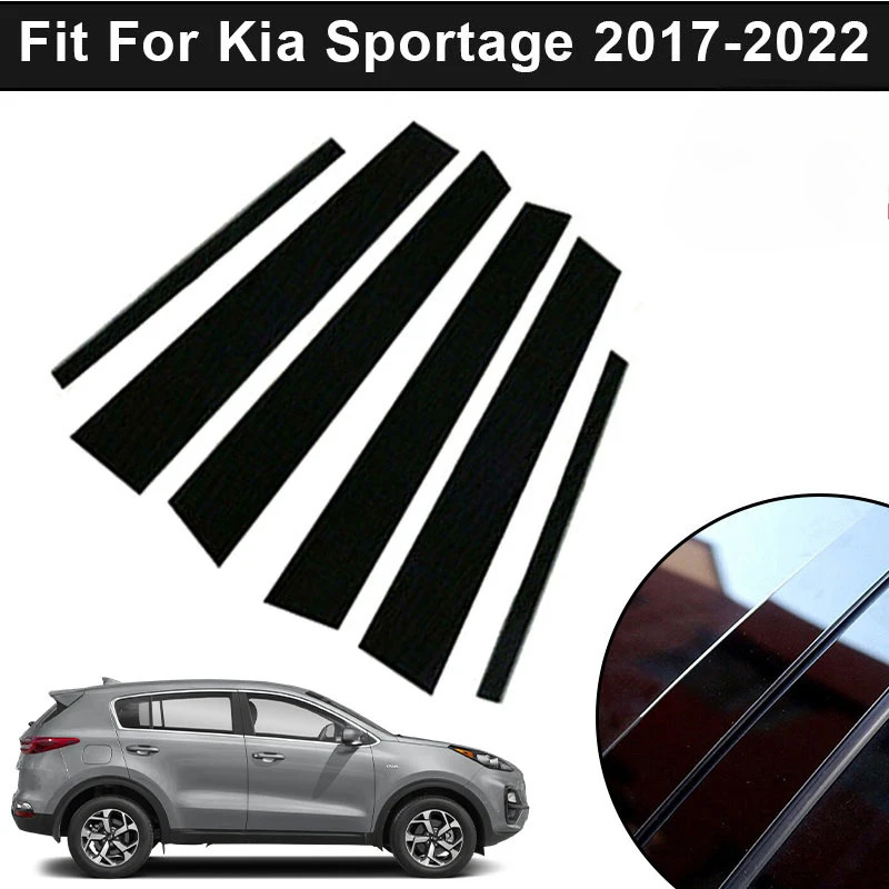Car Pillar Posts for Kia Sportage 2017-2022 Car Door Window Pillars B-pillar Post Trim Stickers Glossy Black Wrap Films