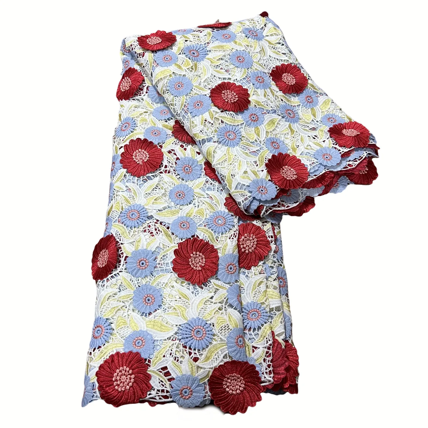

Latest 2026 Style High-Quality Shiny Applique Cord Lace Fabric Nigerian African Embroidery Guipure for Party Asoebi Dresses