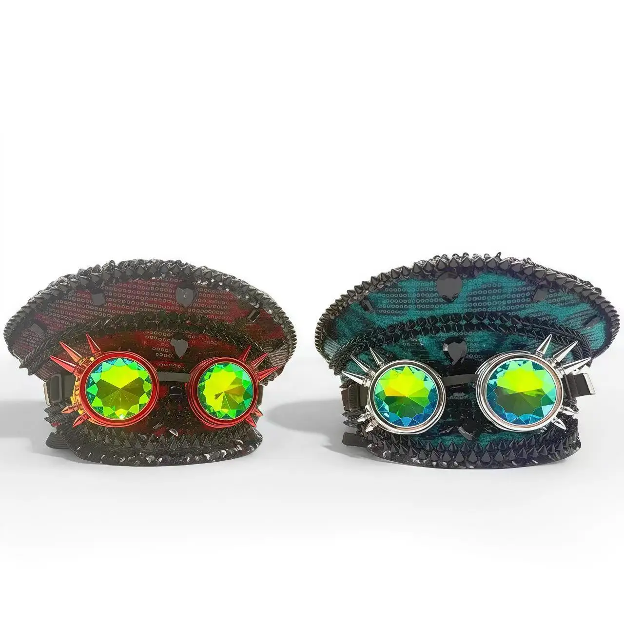 

HongLuan Red Bling Капитанская шляпа в стиле стимпанк со стразами и очками для фестиваля Burning Man Woman — военные шляпы и кепки для мужчин