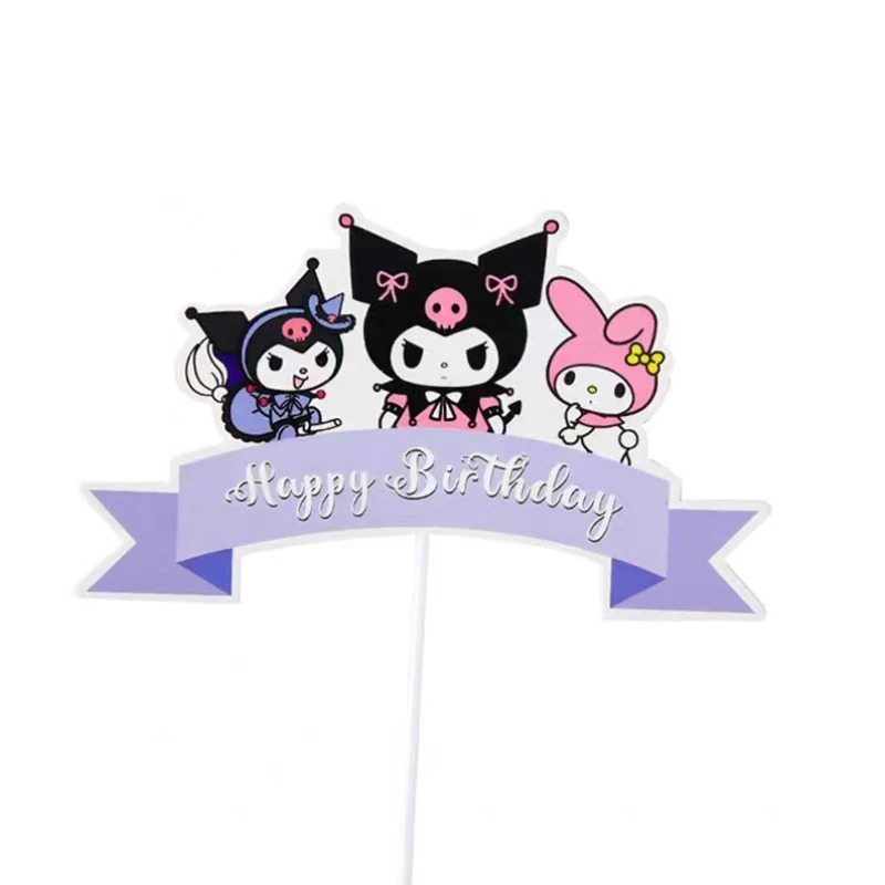 10pcs Sanrio Kuromi Cake Topper Decoration Doll Anime Kawaii Dessert Decor Mini Action Figures Model Kid Birthday Party Ornament