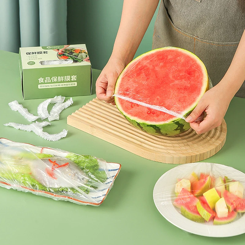 100PCS Disposable Food Cover Plastic Fresh-keeping Bag Food Grade Vegetable Fruit Cover Elastic Bowl Cover Kitchen Storage...