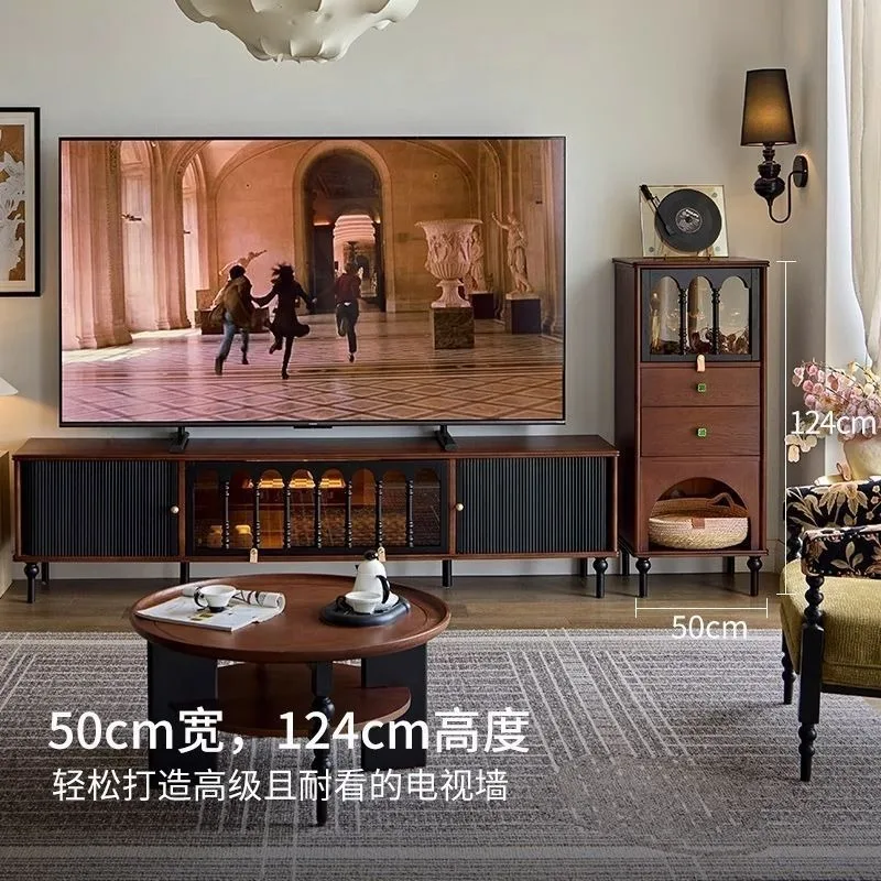 French Retro Living Room TV Side Cabinet Display Cabinet Sofa Stand Cabinet Storage Bookcase New Chest Cabinet