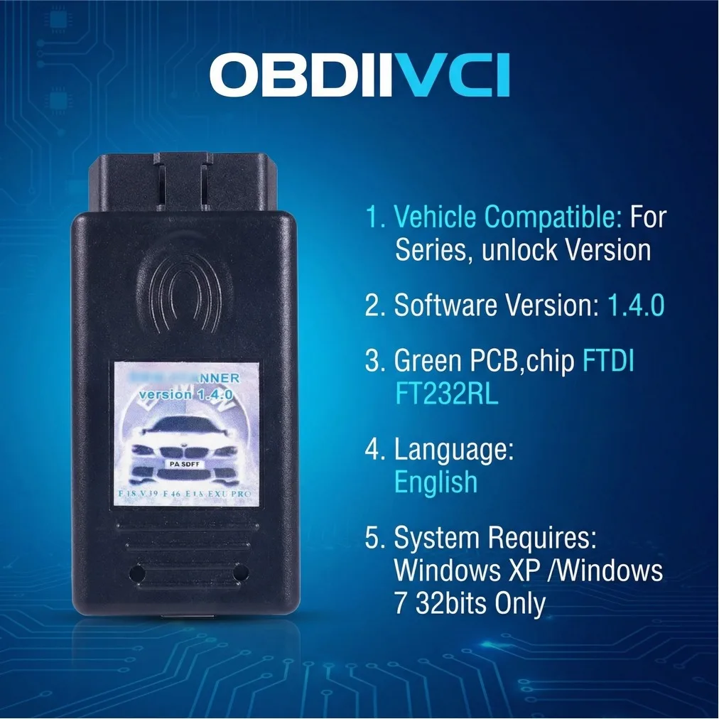  A++ Quality OBD2 Auto Scanner 1.4.0 For BMW  Tool Unlock Version 1.4 With FT232RL Chip PA Soft V1.4.0 Scanner 1.4