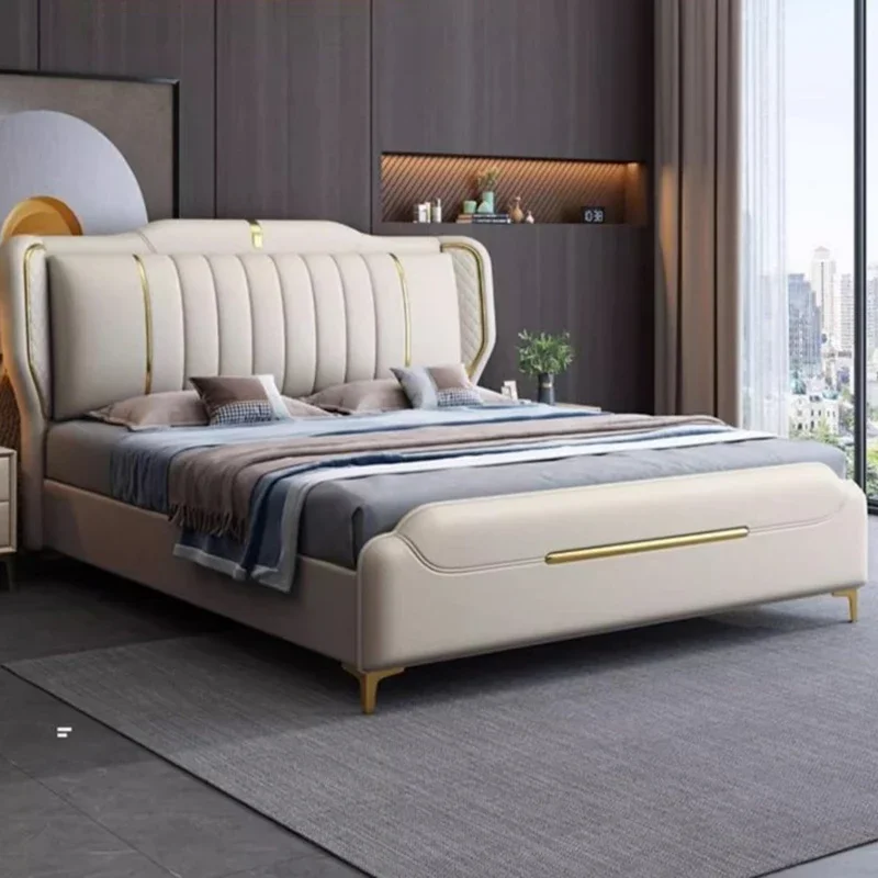 

Queen Size Luxury Bed Frame Wood King Designer Headboard Double Bed Frame Modern Sleeping Cama Matrimonio Bedroom Furniture