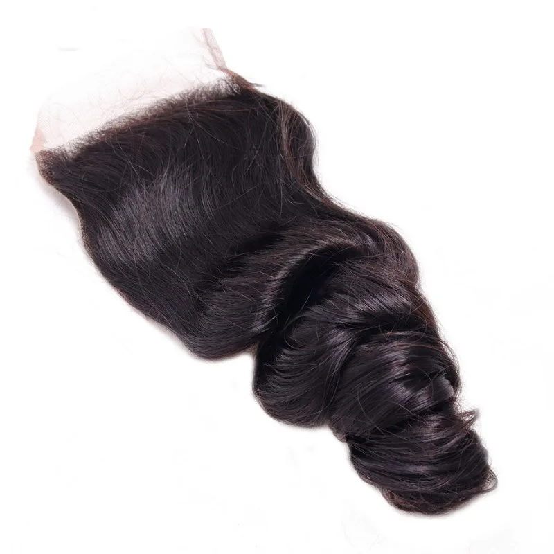10-22 Zoll 4x4 Lace Closure, lose gewelltes Echthaar in natürlicher Farbe, federnde, wellige Textur, Lace Top Closure für Party, Dating und Haarstyling. – Detail 6