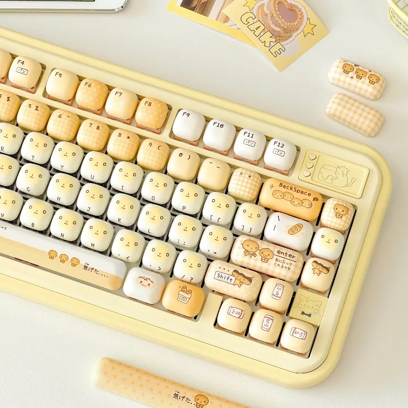 Burnt Toast Theme Keycaps Set Customized PBT Sublimation Cherry/FOA/MOT Profile Keyboard Cap for Mechanical Keyboard Accessories