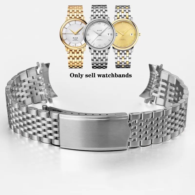 Stainless Steel Watch Strap for Omega Seamaster Speedmaster Curved End Metal Strap Business Replacement Bracelet 18mm 19mm 20mm