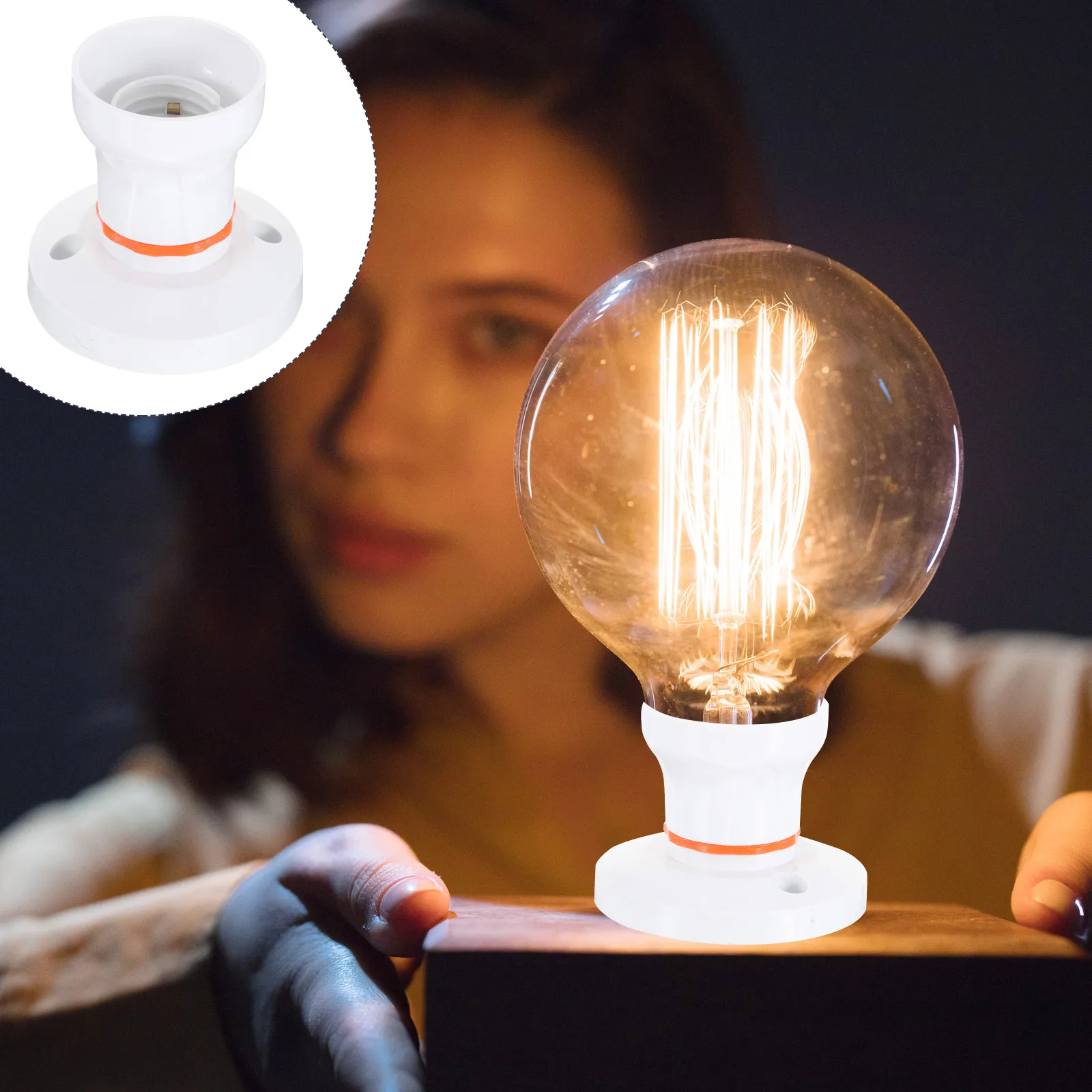 

2pcs Dual Use Lamp Holder E27 Base Adapter Durable Sturdy High Power Bulbs Temperature Resistant Closet Basement Utility