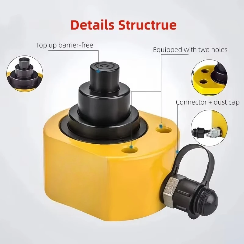 Portátil 30t multi-seção mini cilindro hidráulico baixo perfil ram jack ajustável 54mm curso elevador altura ferramenta de construção