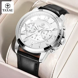 TAXAU Original Top Brand Classic Fashion Luxury Waterproof Leather Strap Watch Men Luminous Business Quartz Men's Wrist Watches