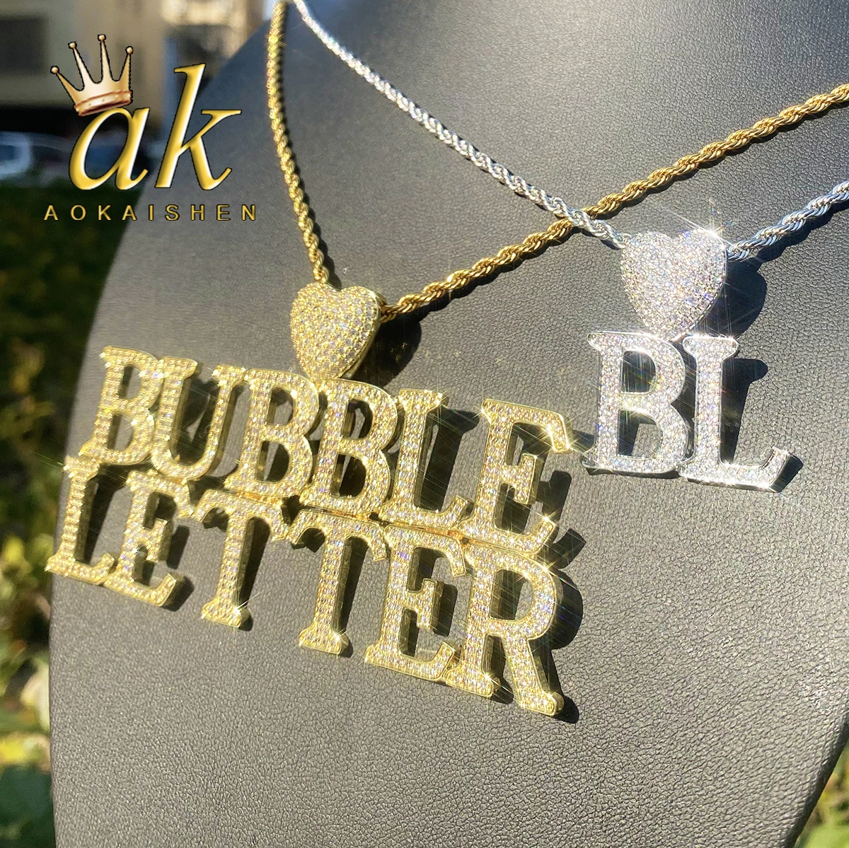 

Кулон-подвеска Aokaishen Iced Out с индивидуальной гравировкой для мужчин, позолоченный, с кубическим цирконием, в стиле хип-хоп