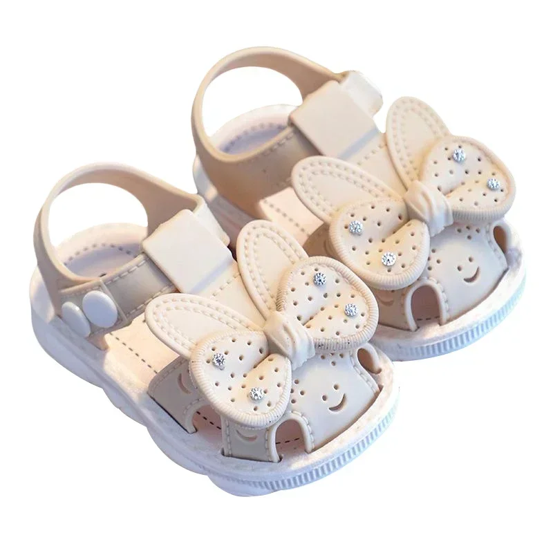 Solid Bow Children\'s Summer Shoes Cute PVC Beach Non Slip Sandals For Baby Girls Footwear Soft Infant Kids Fashion Sandals