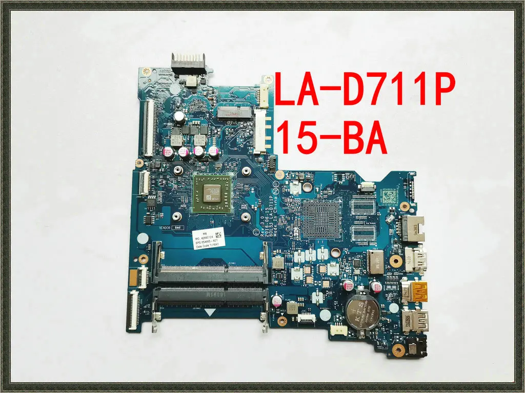 BDL51 LA-D711P For HP 15-BA 15-ba078dx Series Laptop Motherboard With A6-7310 CPU 854965-601 854965-501 REV:3.0 100% Tested ok