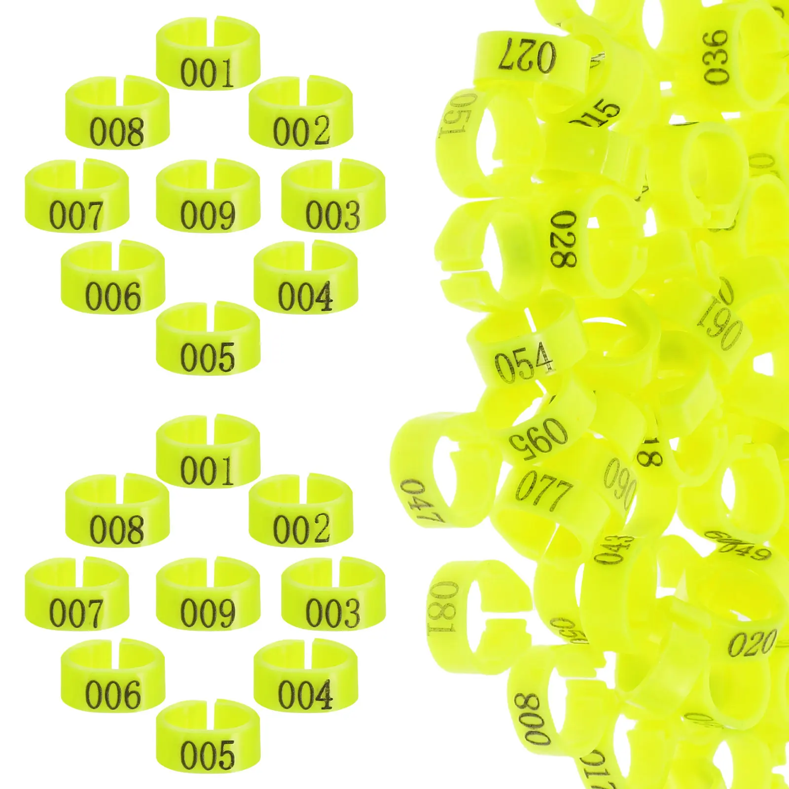 100Pcs Numbered Pigeon Leg Rings 8Mm Inner Diameter 001-100 Longlasting Plastic Identification Bands for Pigeons Quails Chicks