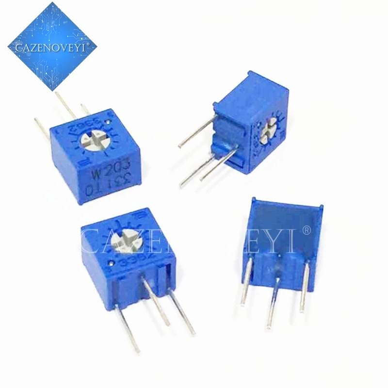 10pcs/lot 3362W Adjustable Precision Potentiometer 100 200 500 R Ohm 1K 2K 5K 10K 20K 50K 100K 200K 500K 1M 3362 Trimpo Trimmer