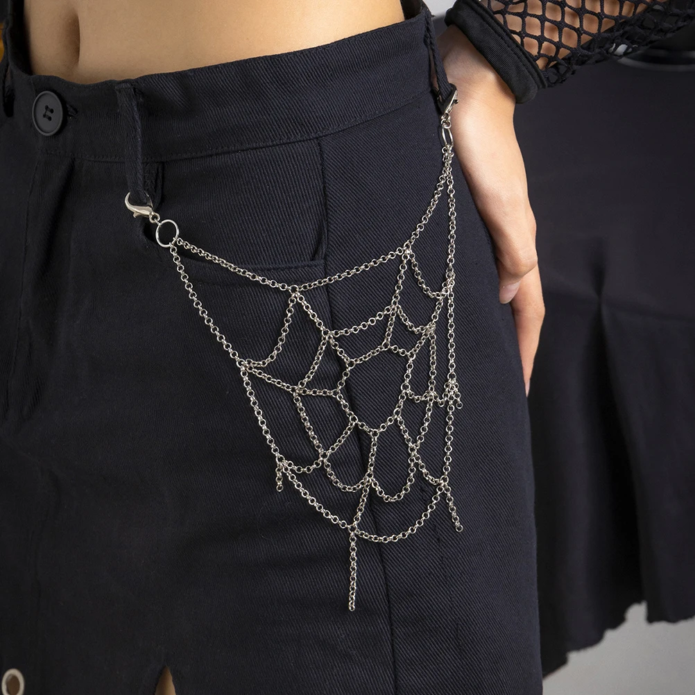 

Pants Spider Web Decorative Belt Chain Design Metal Material Durable Comfortable Wallet Chain Decorative Trousers Jeans