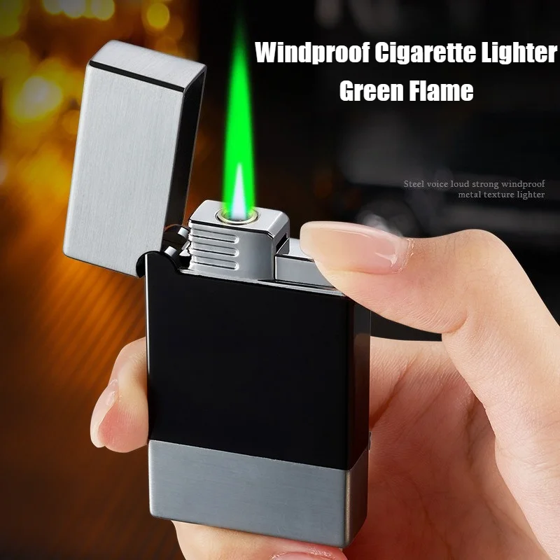 

2025 New Cigar Igniter Metal Steel Sound Windproof Inflatable Lighter Smoke Open Flame Cigarettes Lighters & Smoking Accessories