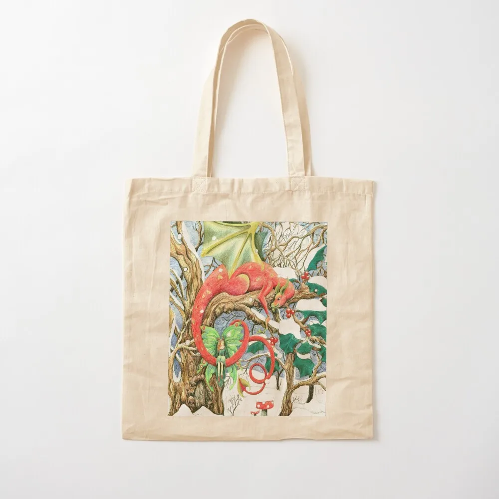 Snow dragon and his fairy Tote Bag Eco bag shopper bag woman bags luxury women