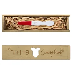 Pregnancy Wooden Announcement Gifts Pregnancy Test Keepsake Box with Slide Cover Surprise Announcement Gift with Word to Husban