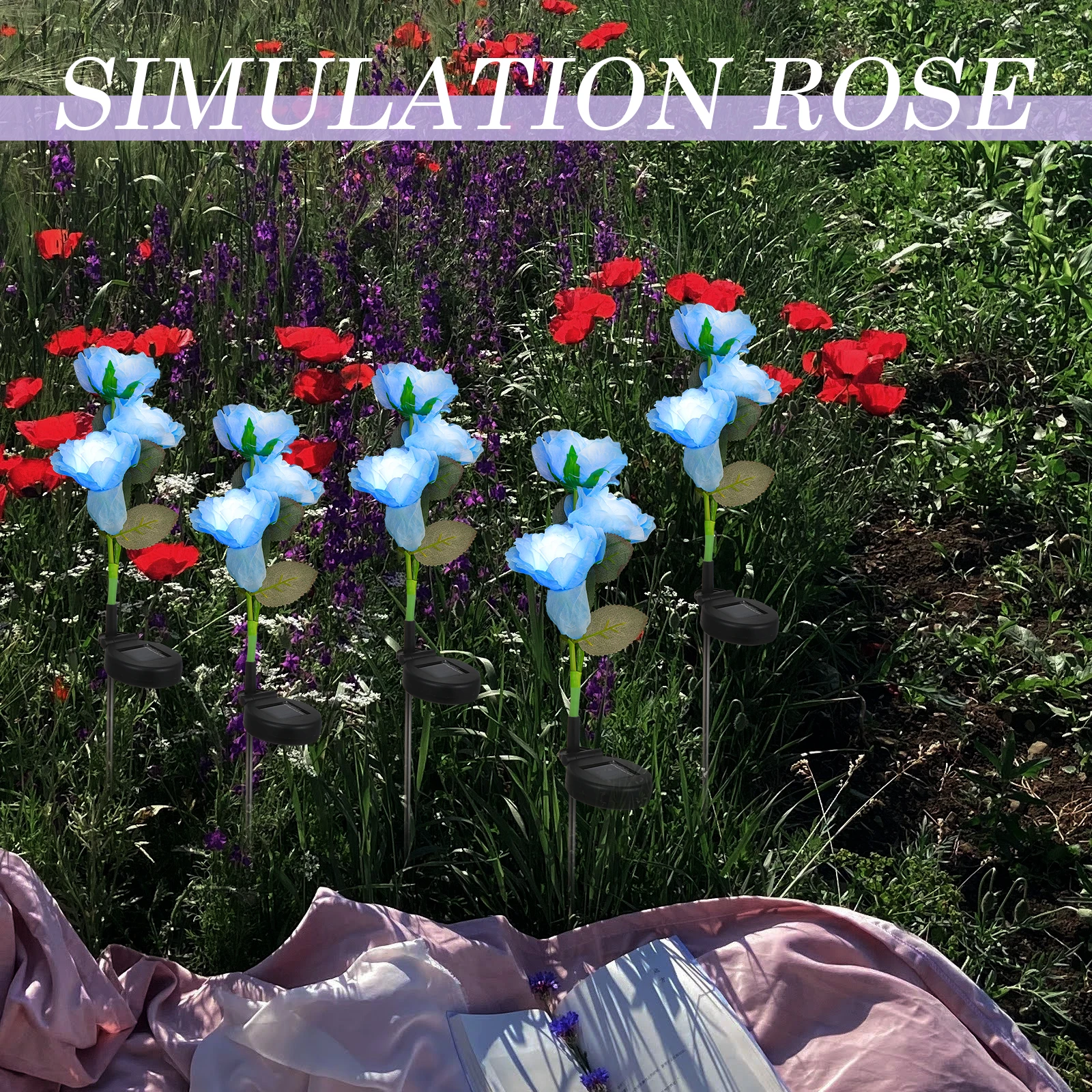 Seide ABS Powered Garten Rasen Dekoration Outdoor LED Blumenlampe Solar Garten Solarbeleuchtung