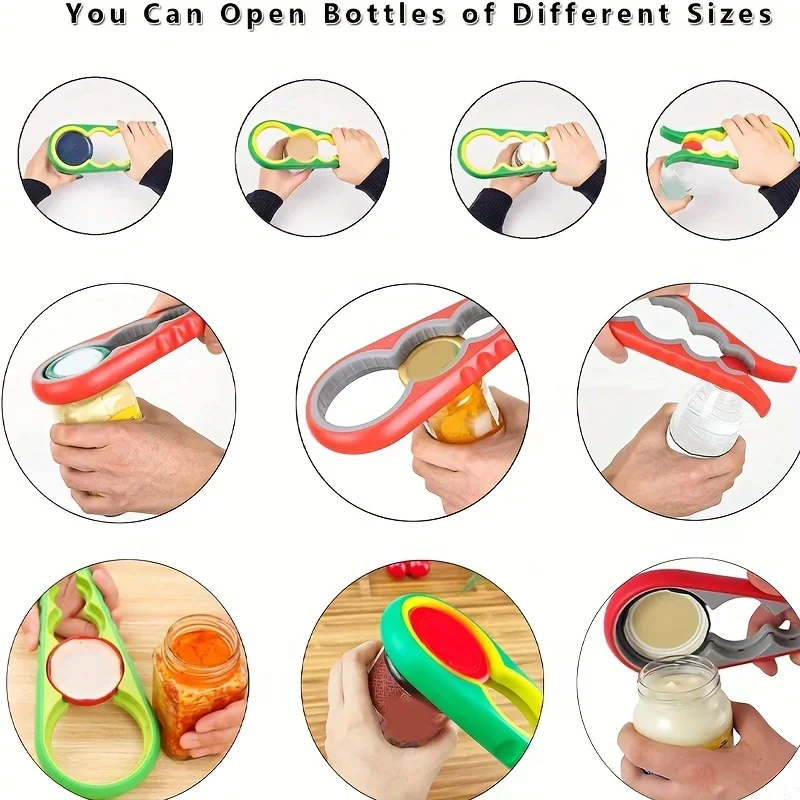 4 in 1, 1pc Non-Slip Grip Multi-Purpose Can Opener for Beer Bottles and Home Kitchen Use