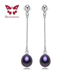 HENGSHENG Top Quality earrings for women 100% real genuine grade AAAA water drop freshwater pearl earrings, fashion jewelry