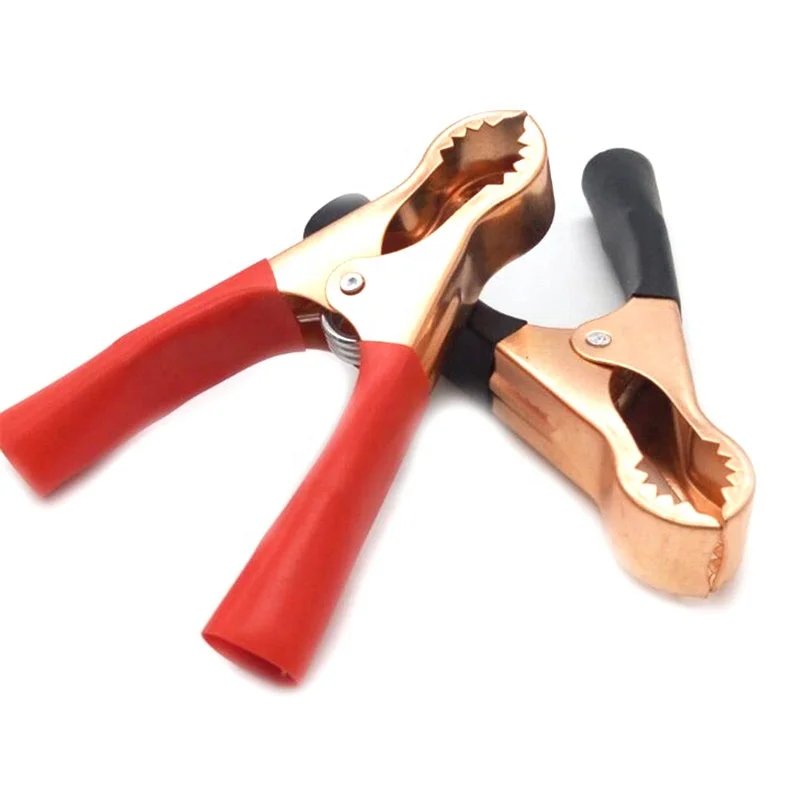 50PCS 50A Red Black 80mm Copper Plating Crocodile Clip Car Battery Power Test Lead Alligator Clips Connector Plug