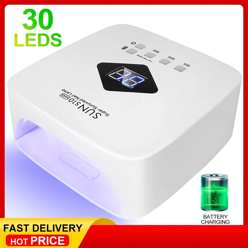 전문가용 무선 UV LED 네일 램프 충전식 젤 네일 라이트 기계 탈착식 바닥 및 4가지 타이머 설정 네일 도구