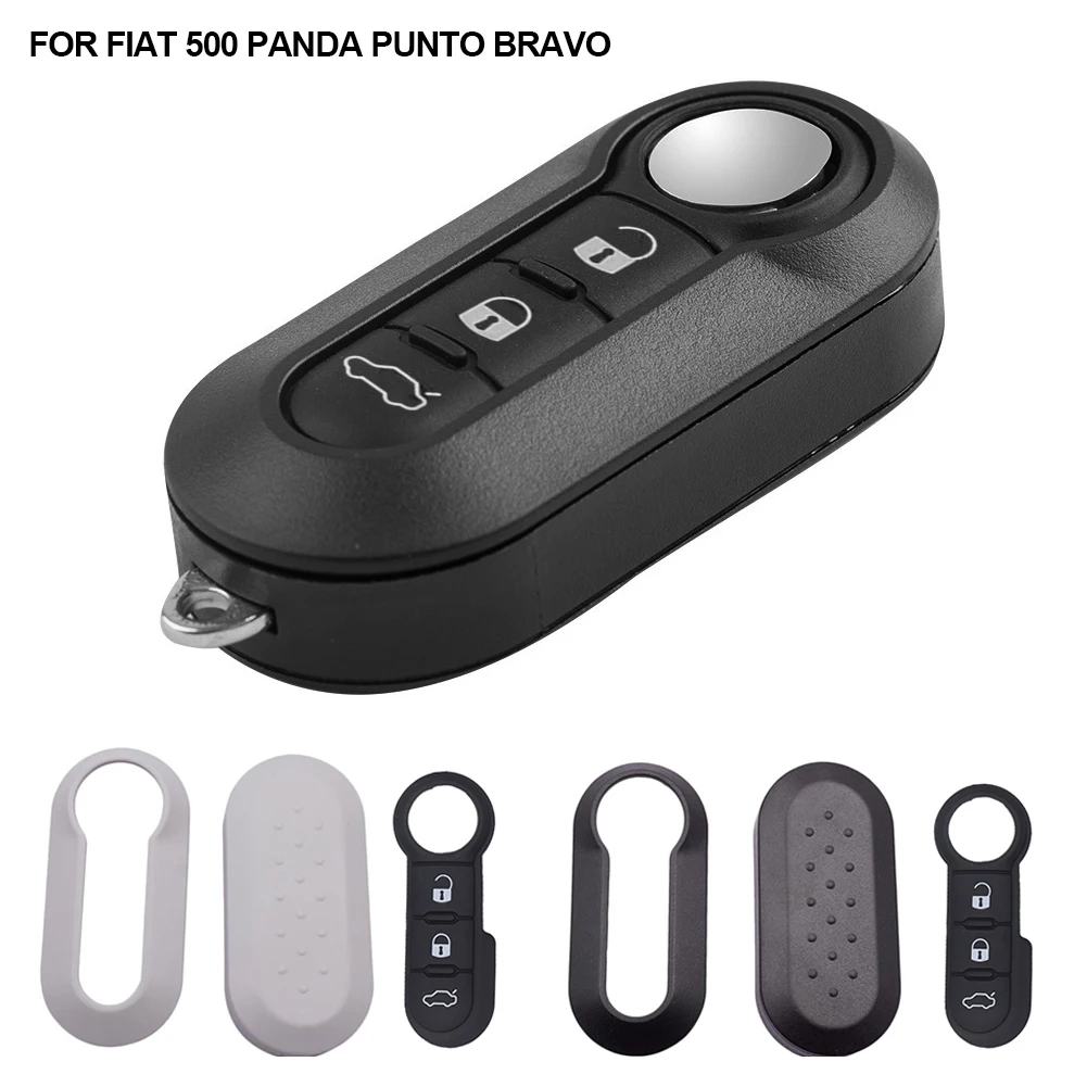 3 Buttons Remote Modified Flip Silica Car Key Shell For Fiat 500 Panda Punto Bravo Cover Uncut Blade Key Cover Case