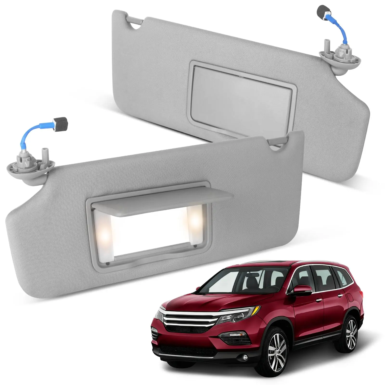 

Sun Visor Driver Side For 2016-2022 Honda Pilot 2018-2020 Ridgeline Gray With Light Mirror
