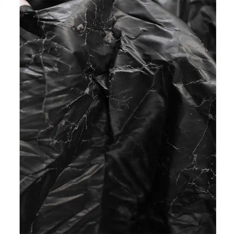 Explosive Rock Pattern Black Gray Texture Fabric Reconstructed Wrinkles Matte Coating Hard Creative Designer Fabric