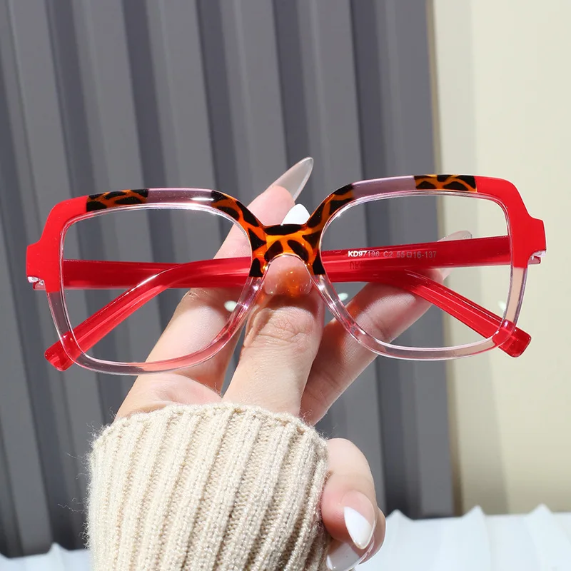 Blue Light Blocking Square Eyeglass Frame Anti Blue Light 2024 New Frame Color Collision Fashion Women Flat Mirror Glasses