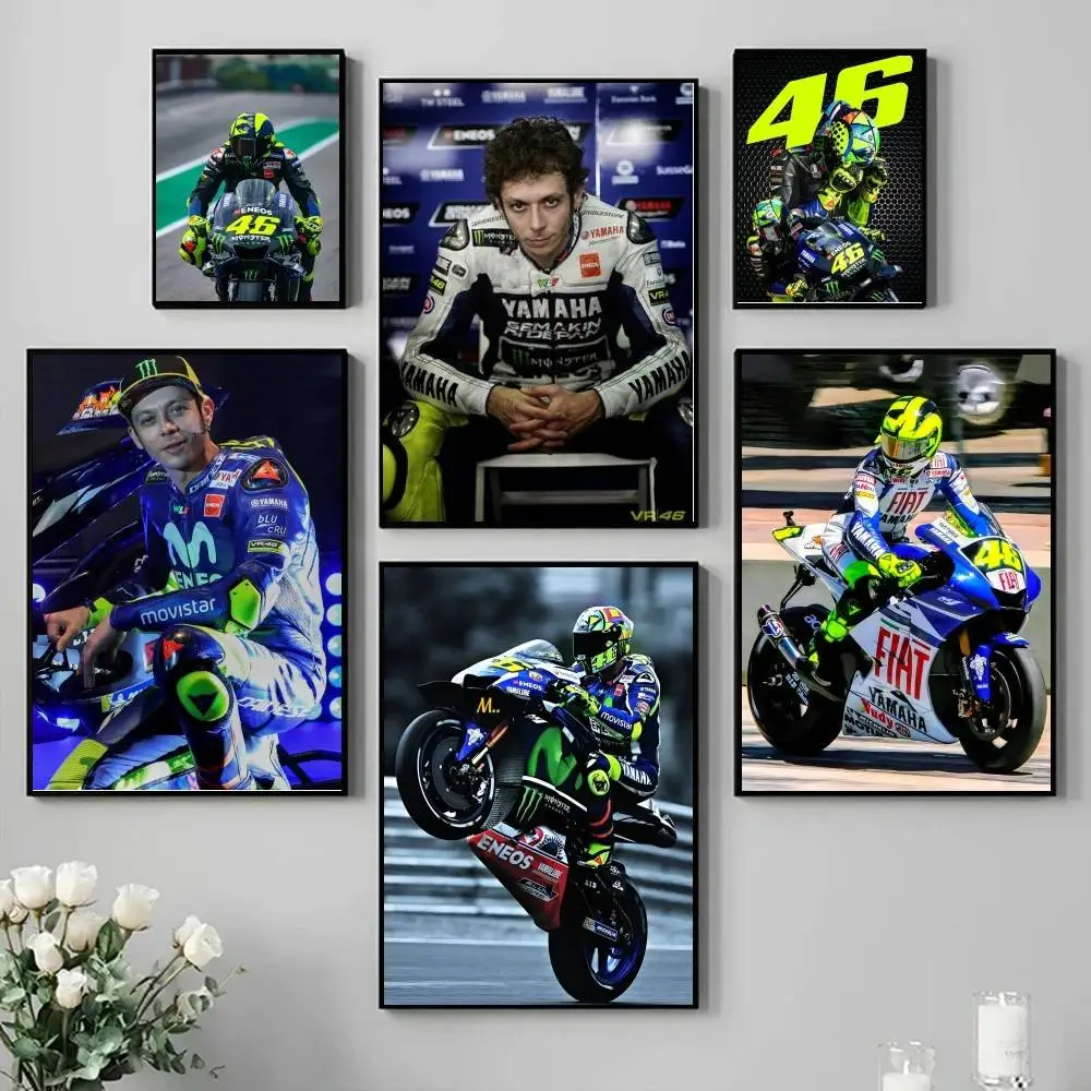 Pôster Autoadesivo de 1PC do Piloto Valentino Rossi, Arte em Papel Impermeável, Decoração de Parede para Cafeteria e Bar