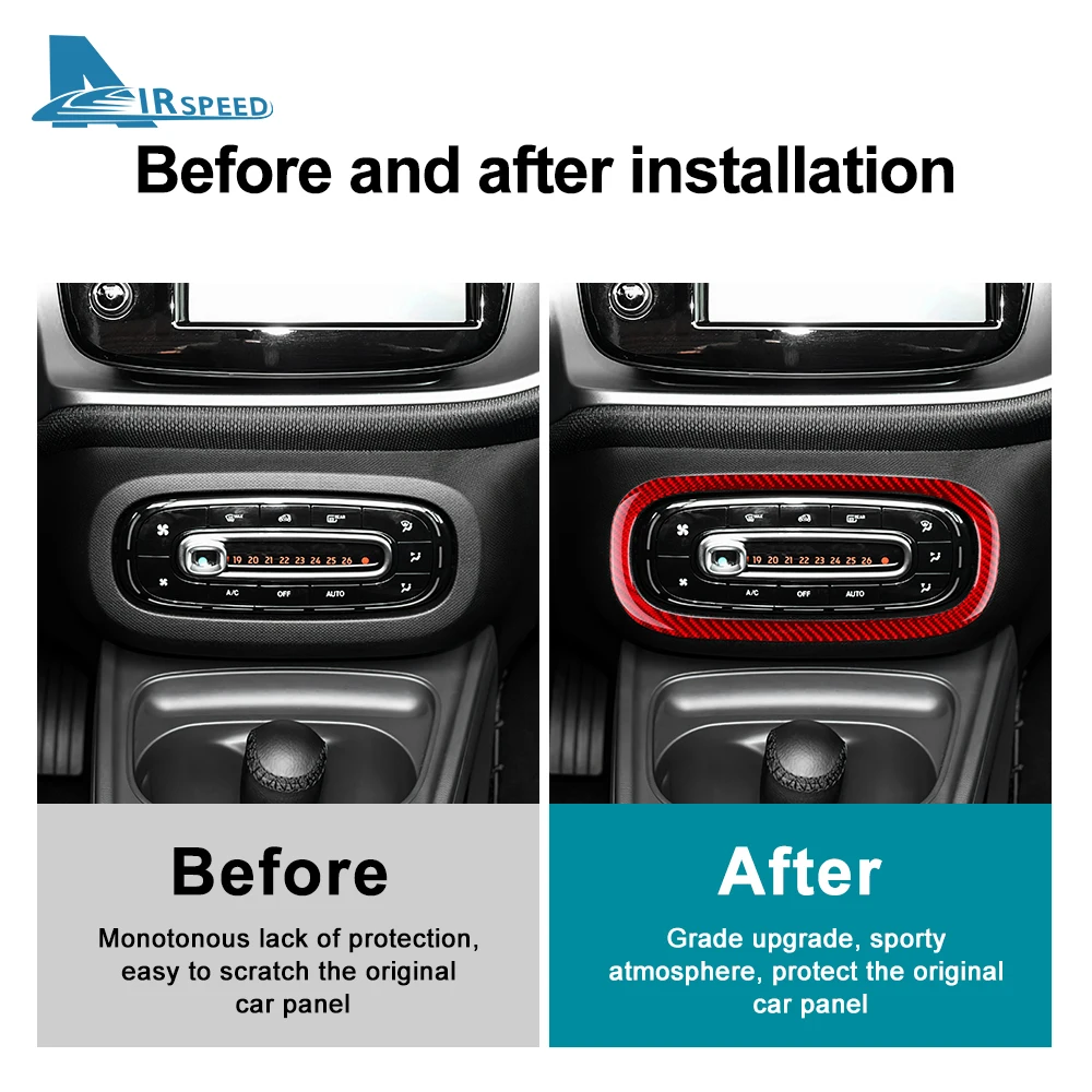 Real Soft Carbon Fiber For Mercedes Benz Smart 453 Fortwo/Forfour 2016 2017 2018-2024 Car Center Control AC Panel Trim Sticker