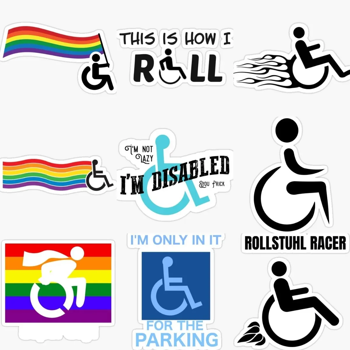 

Creative Funny Disabled Wheelchair Sticker Window Laptop Bicycle Van Truck Wall Room Moto Car Decorate Decals Customizable