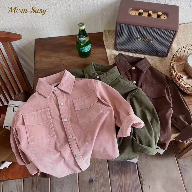 Fashion Baby Boy Girl Cotton Corduroy Shirt Infant Toddler Kid Casual Blouses Outwear Autumn Spring Top Baby Clothes 1-10Y