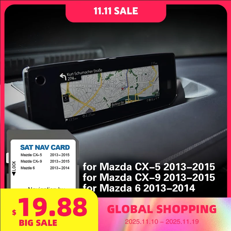 

SD Navi Card Europe UK Turkey Map for Mazda 6 CX5 CX9 Car 2025 Navigation 8GB Sat Nav Accessories