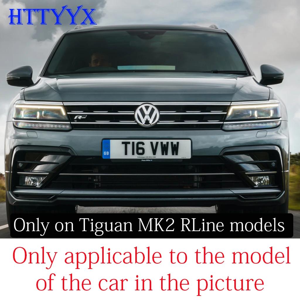 HTTYYX pour VW Tiguan MK2 R-LINE 2017 2018 2019 2020 2021 pare-chocs avant maille calandre centrale bandes de moulage garniture de couverture