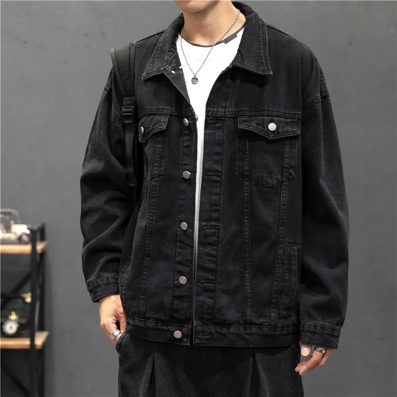 

New Denim Jacket Men Vintage Jean Coats Streetwear Fashion Jean Jacket Men Turn Down Collar Denim Outerwear Cotton Bomber Jacket