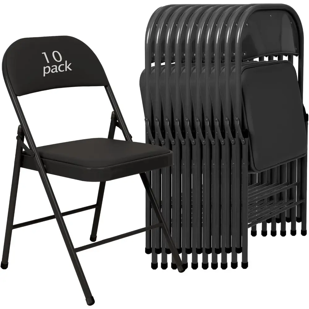 

10 Pack Heavy-Duty Metal Folding Chairs with PU Leather Seats and Backs, 350 lbs Capacity, Portable Stackable for Indoor & Outdo