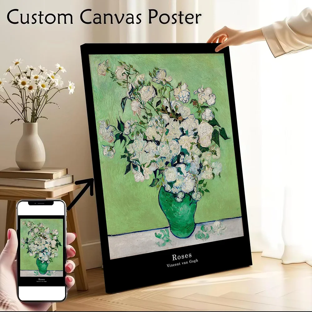 ROSES Vincent Van Gogh Canvas Wall Art Poster Custom Photo Print Modern Painting for Fans Decor Living Room Interior Decoration