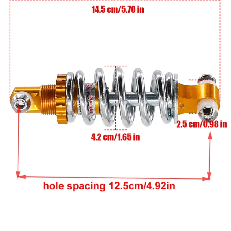 125mm Rear Support Shock Absorber, Rear Spring Shock Absorber, Center Distance from Scooter, Electric Bicycle Accessories