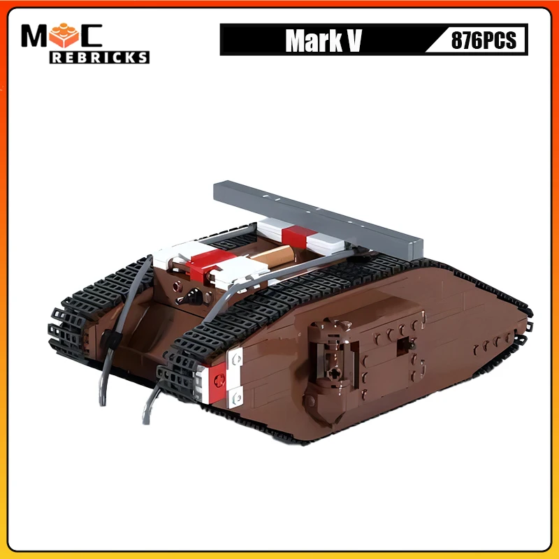 

WW I British Military Panzer Mark V Heavy Tank Infantry Transport Armored Vehicle Building Blocks Assembly Model Kids Bricks Toy