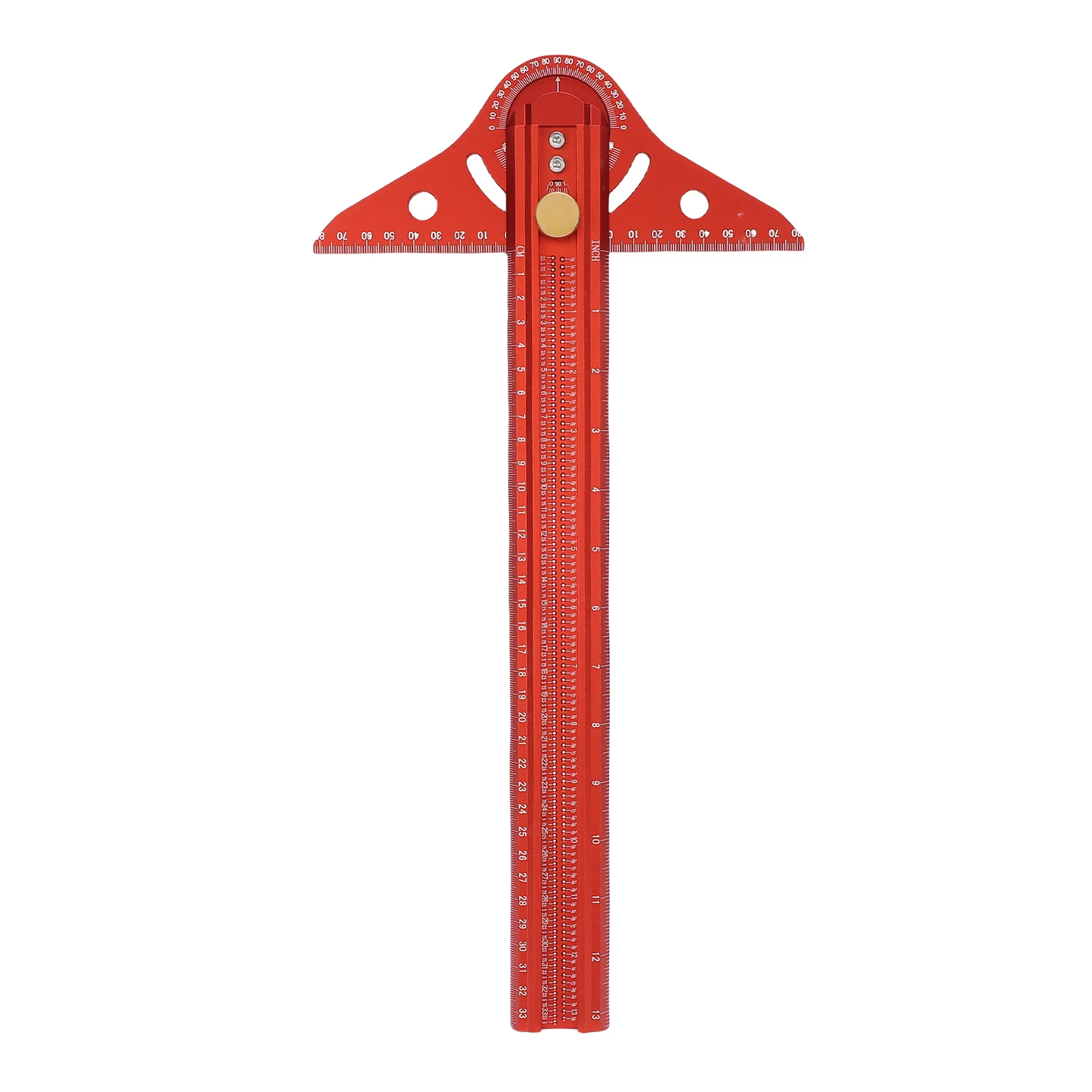 Liniał T z aluminium o długości 13 cali, narzędzie do trasowania i pomiaru drewna typu T ze skalą kątową, narzędzie do znakowania linii w obróbce drewna.