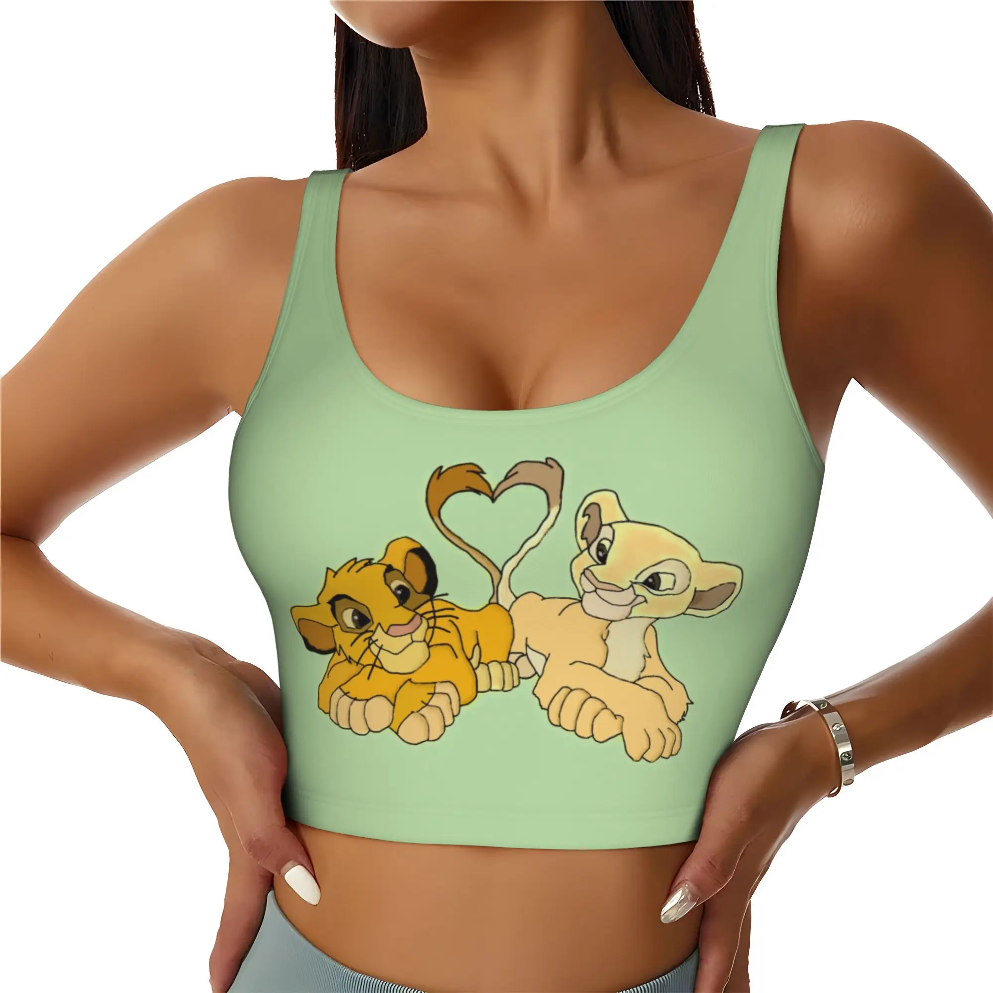 Custom Women's Liones Anime Kinges Sports Bras Hakuna Matata Simba High Impact Gym Workout Running Crop Tank Tops