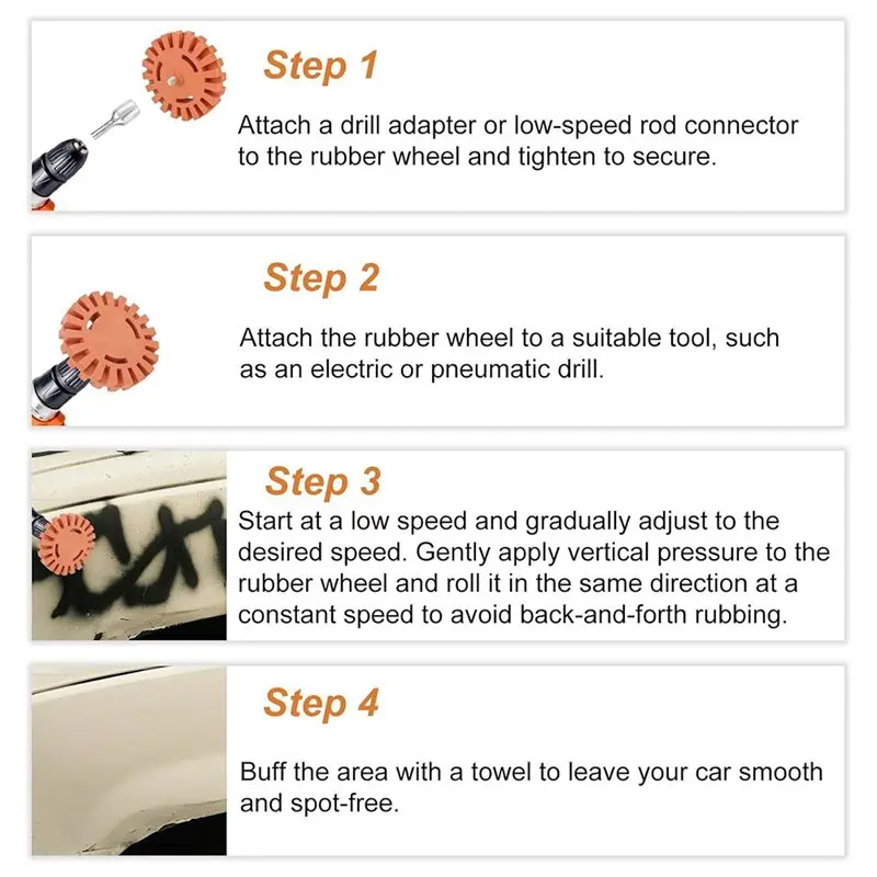 A02M-Low Speed Rod Connector& 4Pcs Decal Remover Eraser Wheel- Adhesive Rubber Wheel In 4In& 3.5In Sizes With Drill Adapter