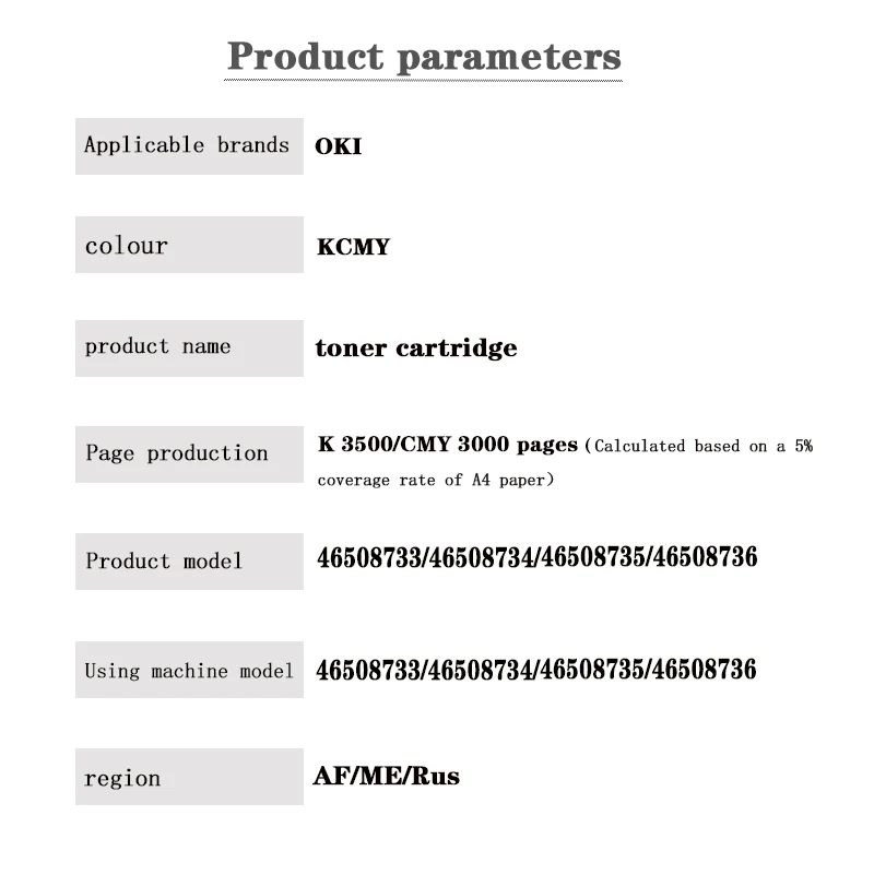 AF/ME/Rus wersja 46508736/46508735/46508734/46508733 wkład z tonerem dla OKI C332dn/MC363dn