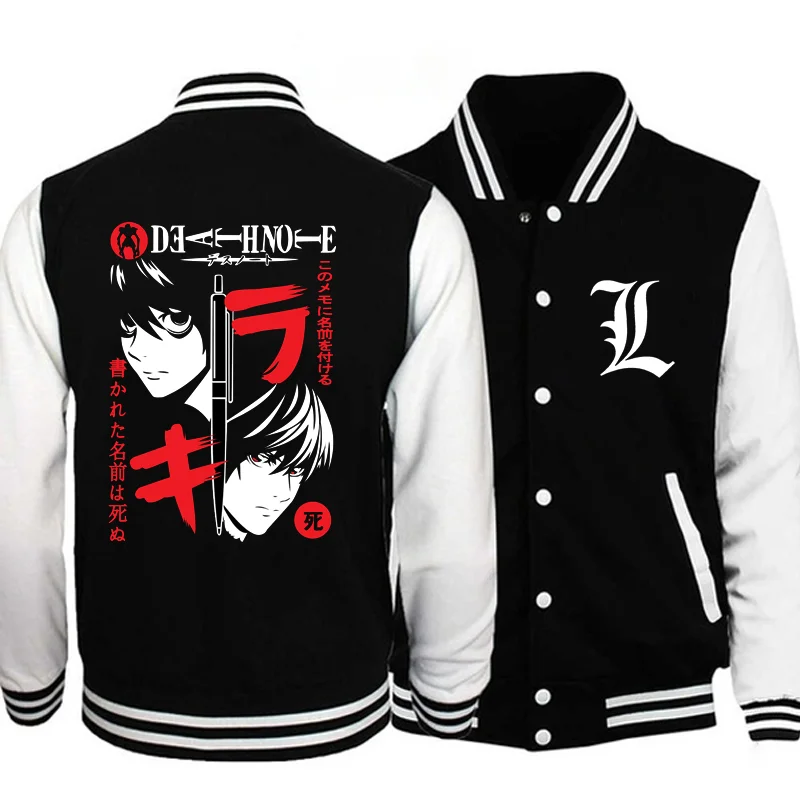 Classic DEATH NOTE pattern printed baseball jersey men's and women's outdoor street sweatshirt jacket tops