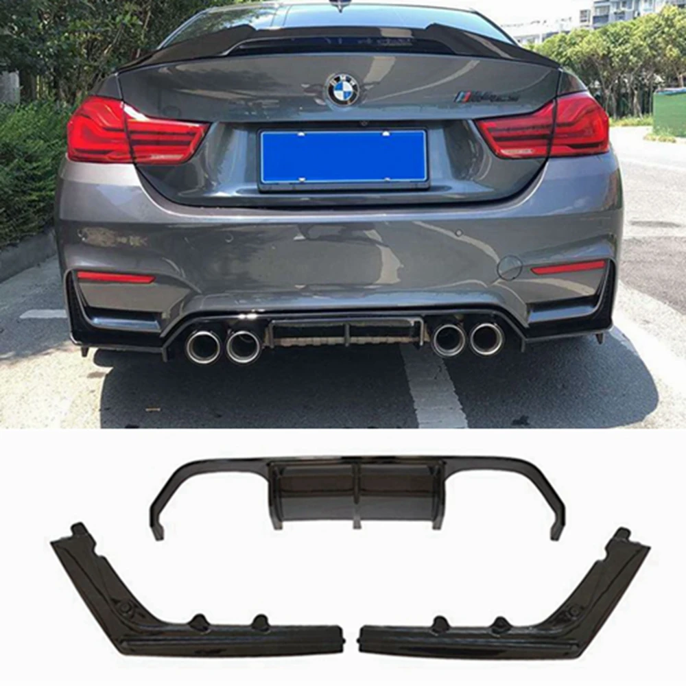 

For BMW F80 M3 F82 M4 2015-2020 glossy black F80 Car Rear Bumper Diffuser Spoiler Lip Splitter Rear Bumper Lip Protector Guard